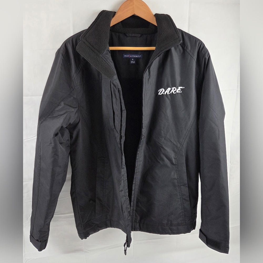 DARE Anti Drugs Jacket Mens Small Black Full Zip Fleece Lined Without Hood